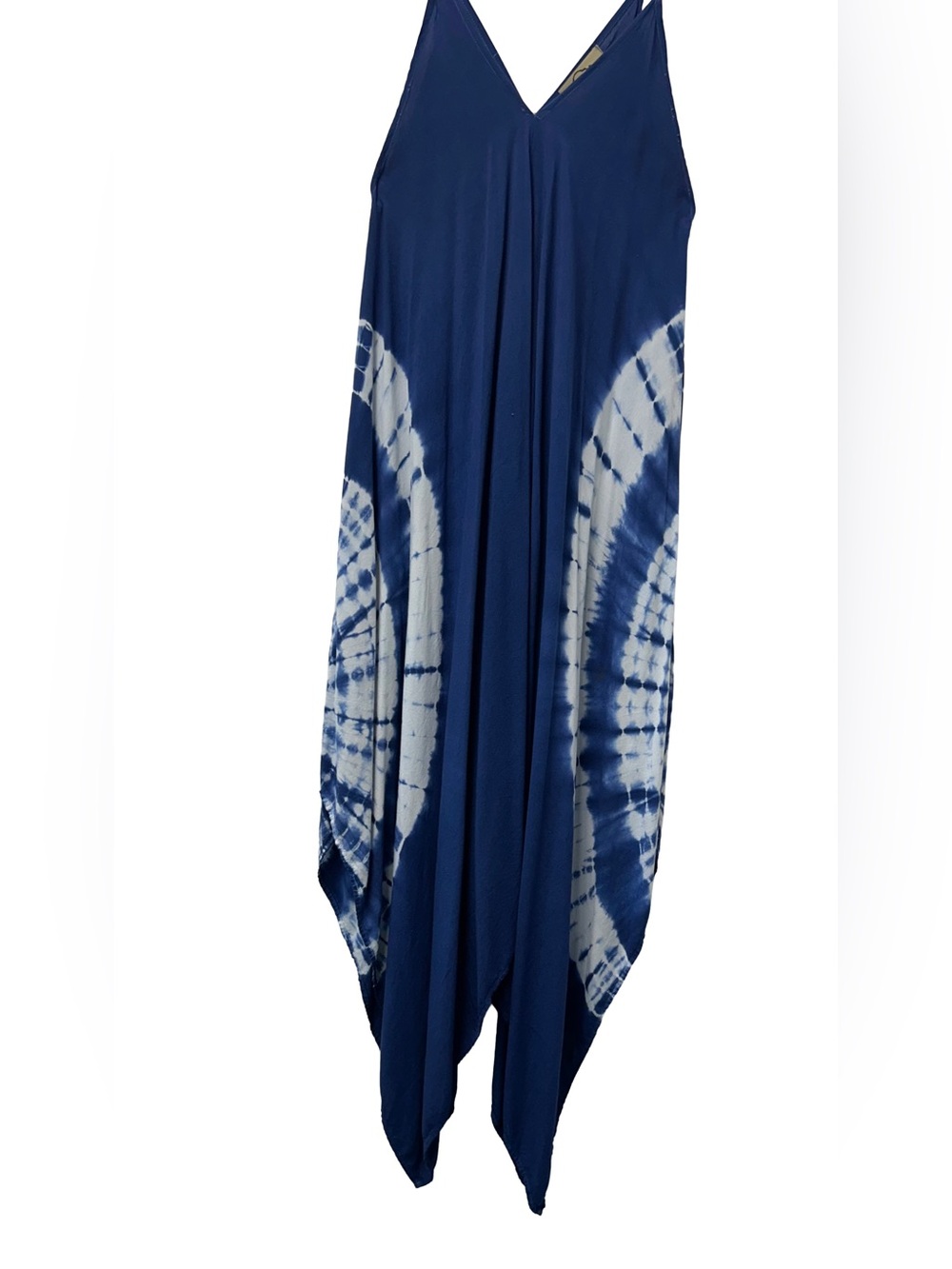 Blue Tie-Dye Maxi Dress with Spaghetti Straps - Picture 3 of 8